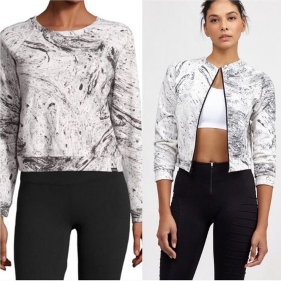 Koral Activewear Equate Ink Marble Zip Sweatshirt - Picture 1 of 9